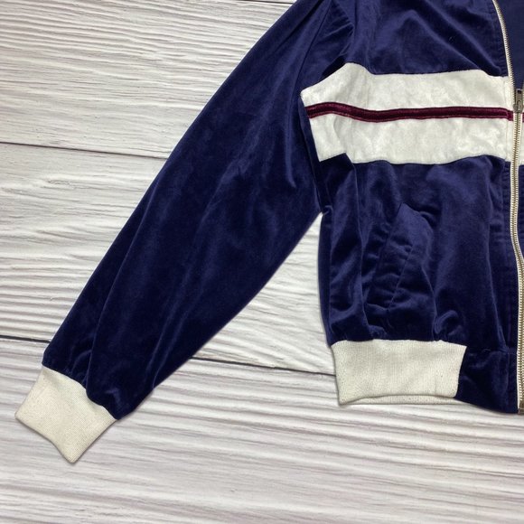 Brandy Melville Blue Velour Felix Bomber Jacket - Picture 8 of 14